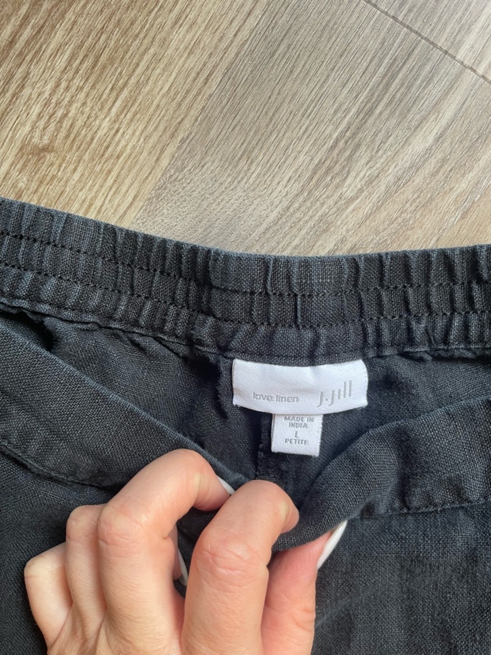 J. Jill Pure Jill Linen Shorts • Classic Black Pull-On Boho Capsule Chic Size L - Picture 4 of 12